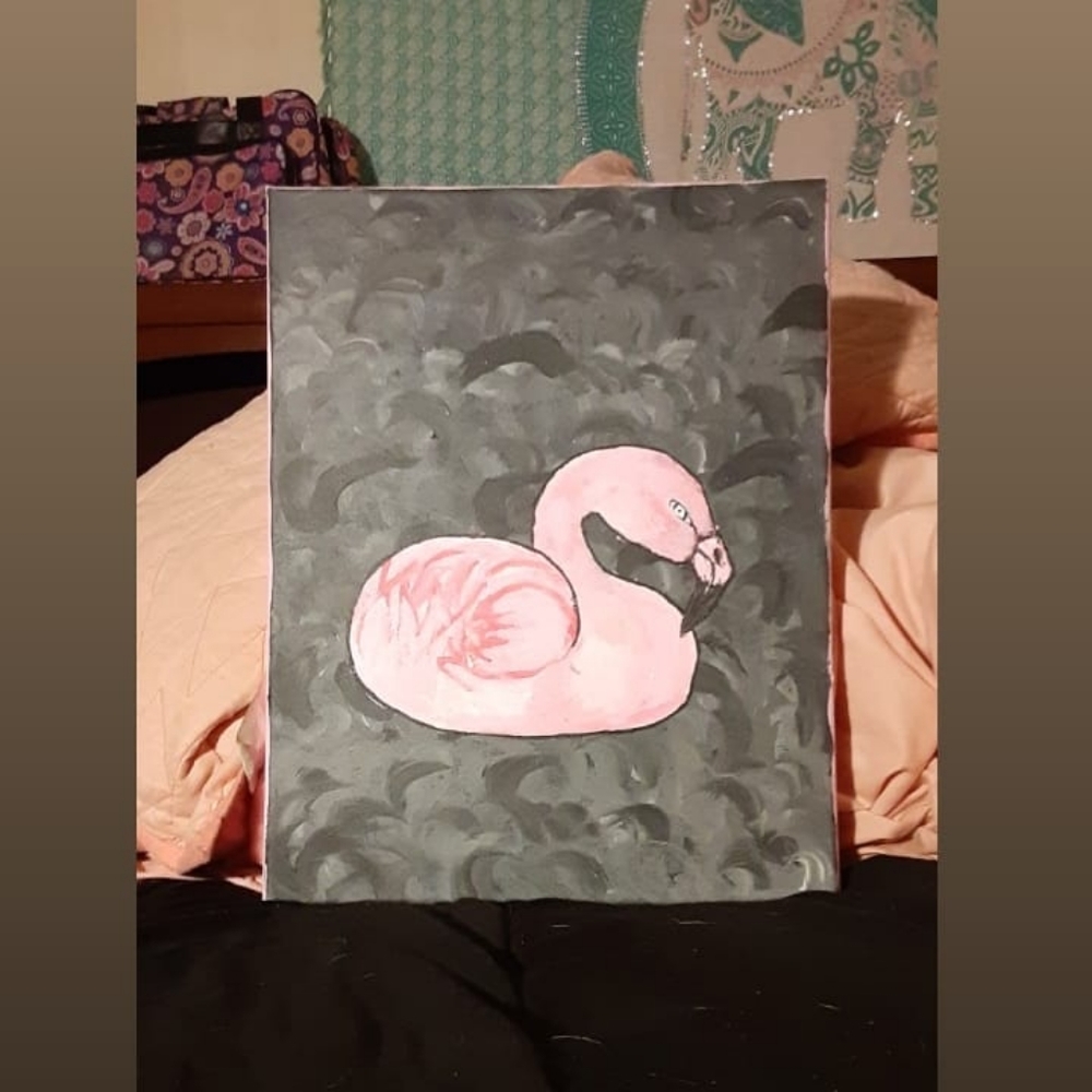 Flamingo Swirl Painting